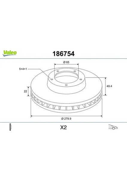 186754 Fren Diski On 1K0615301AC 1K0615301AK 1K0615301AQ (2 Adet Fiyatıdır)
