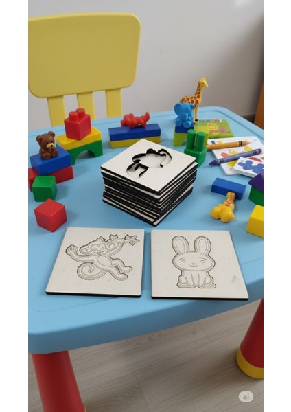 Montessori Ahşap Hayvan Şablon Seti 15 Adet - Okul Öncesi Zeka Geliştirici Aktivite