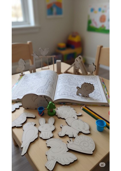 Montessori Ahşap Hayvan Şablon Seti 15 Adet - Okul Öncesi Zeka Geliştirici Aktivite