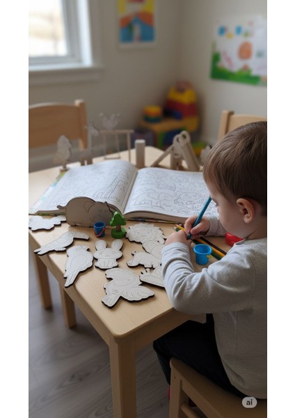 Montessori Ahşap Hayvan Şablon Seti 15 Adet - Okul Öncesi Zeka Geliştirici Aktivite