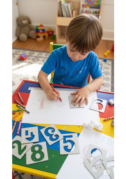 Ahşap Rakam Şablon Seti 0-10 | Montessori Eğitim Materyali | Okul Öncesi Rakam Çizim Kalıbı modelleri