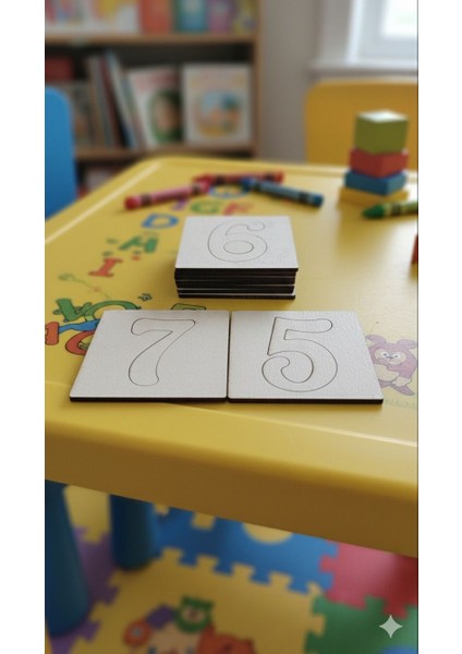 Ahşap Rakam Şablon Seti 0-10 | Montessori Eğitim Materyali | Okul Öncesi Rakam Çizim Kalıbı