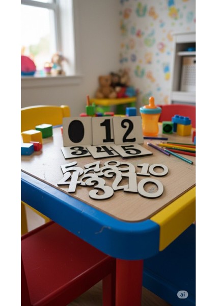 Ahşap Rakam Şablon Seti 0-10 | Montessori Eğitim Materyali | Okul Öncesi Rakam Çizim Kalıbı