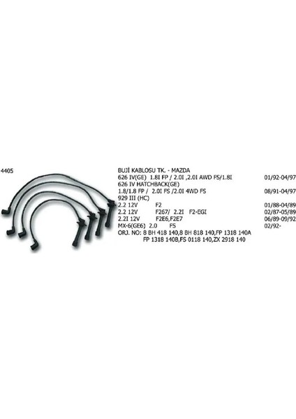 4405 Buji Kablosu 8BH418140 8BH818140 FP1318140A
