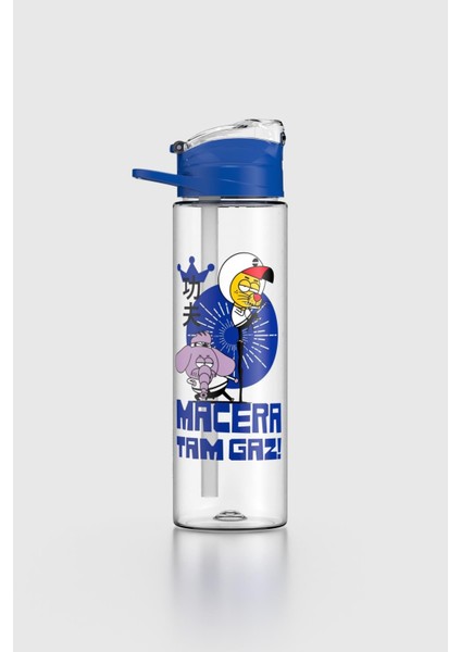 Falcon Kral Şakir Desenli 630 ml Pipetli Tritan Çocuk Matara 222031 Mavi