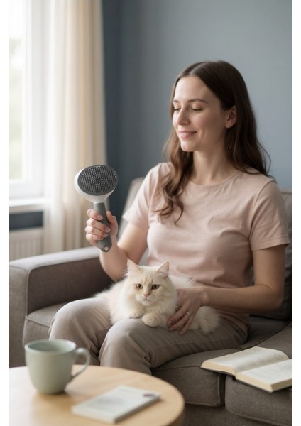 Gri Kedi Tüy Toplama ve Tarama Tarağı – Kolay Temizlenebilir