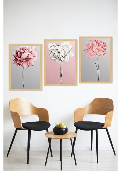 🌸 Zarif Pastel Çiçekler Temalı 3’lü Çerçeve Görünümlü Tablo Seti🌟 CRVS1120 13 x 17 modelleri