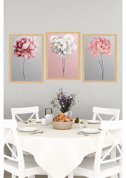 🌸 Zarif Pastel Çiçekler Temalı 3’lü Çerçeve Görünümlü Tablo Seti🌟 CRVS1120 13 x 17 indirimleri