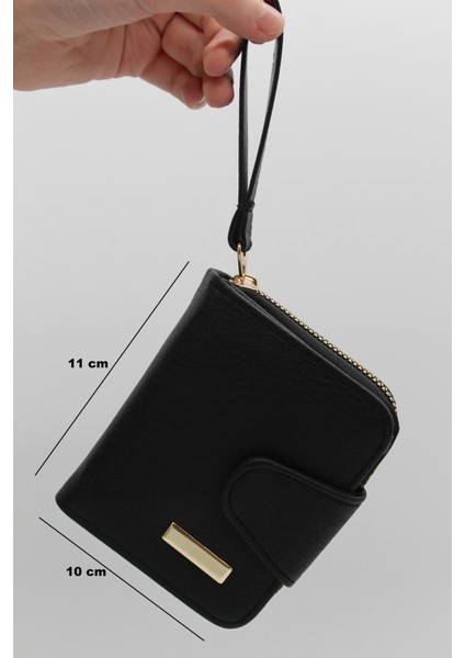 Elcikli Bozuk Para Gözlü Bol Kartlıklı Siyah Mini Kadın Cüzdanı fiyatları
