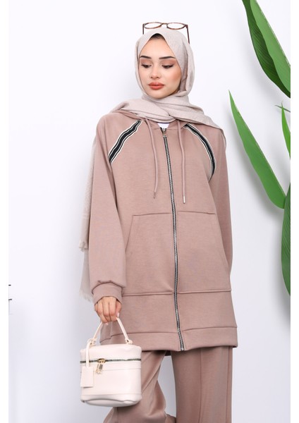 Vizon Fermuarlı Tunik Pantolonlu Modal Takım modelleri