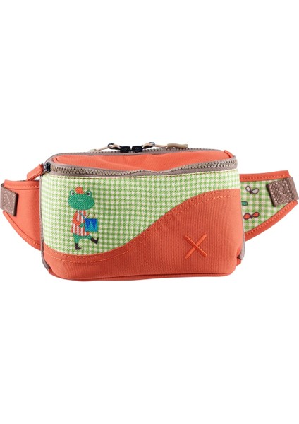 Turuncu Kurbağa Desenli Kanvas Unisex Göğüs ve Bel Çantası