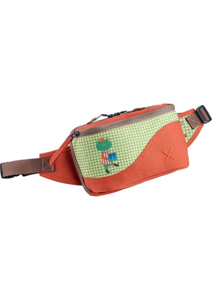 Turuncu Kurbağa Desenli Kanvas Unisex Göğüs ve Bel Çantası