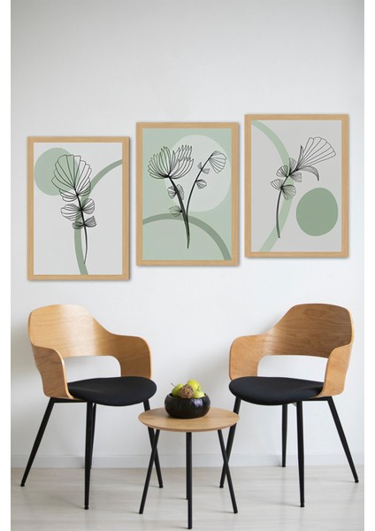 🎨 Minimal Doğanın Zarafeti – Çizgisel Bitki Temalı 3’lü Tablo Seti (Yeşil Tonlar) CRVS1031 13 x 17 modelleri