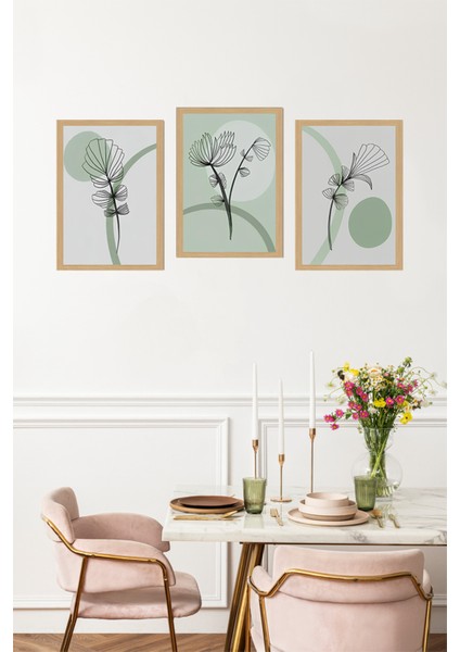 🎨 Minimal Doğanın Zarafeti – Çizgisel Bitki Temalı 3’lü Tablo Seti (Yeşil Tonlar) CRVS1031 13 x 17 fırsatları