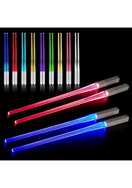 Işıltılı Yemek Çubukları, 2 Çift LED Yemek Çubuğu, 9 Renk Modlu Işın Kılıcı Chopstick, Bpa Içermez ve Gıda Maddelerine Uygundur, Lightsaber Chopsticks, Mutfak, Akşam Yemeği Partisi, Sushi Çatal