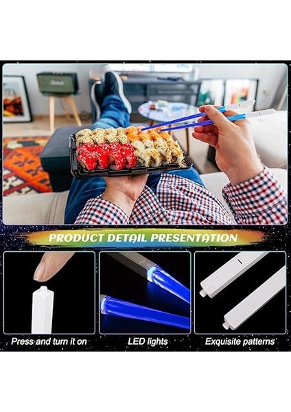 Işıltılı Yemek Çubukları, 2 Çift LED Yemek Çubuğu, 9 Renk Modlu Işın Kılıcı Chopstick, Bpa Içermez ve Gıda Maddelerine Uygundur, Lightsaber Chopsticks, Mutfak, Akşam Yemeği Partisi, Sushi Çatal modelleri