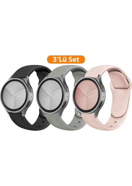 Samsung Galaxy Watch 7 Fe 4 5 Pro 6 Seri 40 42 43 44 45 46 47 mm Uyumlu 3'lü Set Silikon Kordon Seti