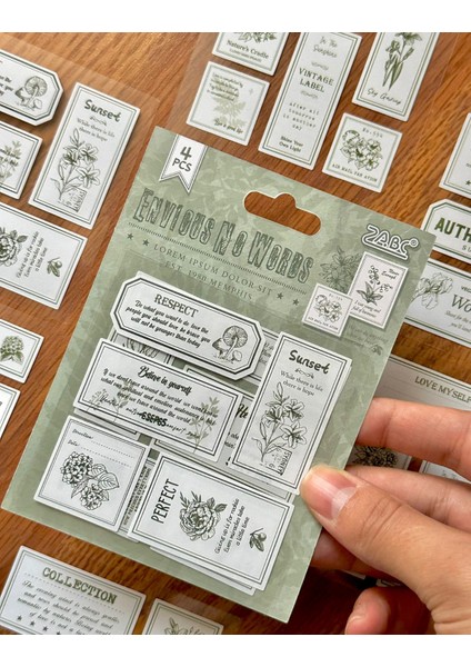 Envious No Words – Vintage Botanik Etiket 4 Yaprak 20 Adetbullet Journaletiketçıkartma Scrapbook
