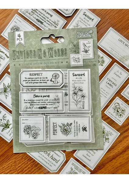 Envious No Words – Vintage Botanik Etiket 4 Yaprak 20 Adetbullet Journaletiketçıkartma Scrapbook indirimleri