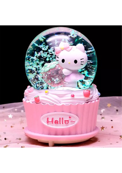 Çilekli Hello Kıtty Işıklı Müzikli Orta Boy Kar Küresi