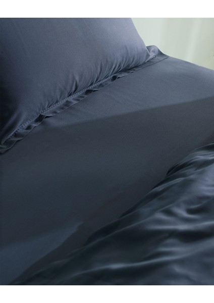 Madame Coco Crep King Size %100 Pamuk Düz Nevresim Takımı - Indigo indirimleri