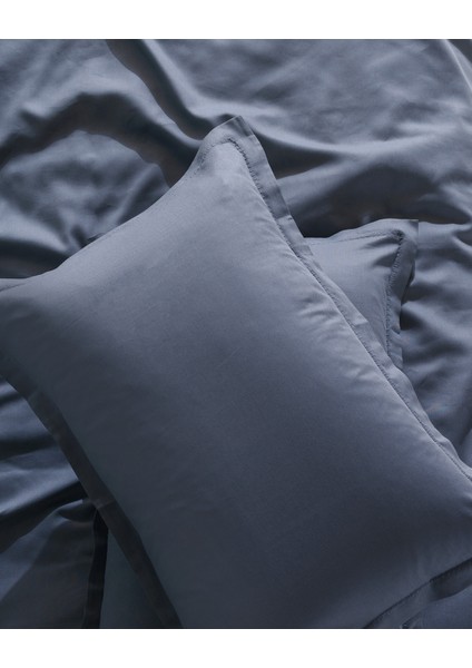 Madame Coco Crep King Size %100 Pamuk Düz Nevresim Takımı - Indigo