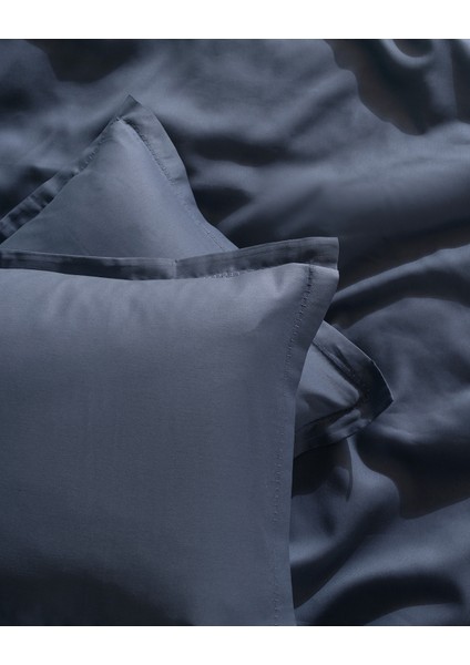 Madame Coco Crep King Size %100 Pamuk Düz Nevresim Takımı - Indigo