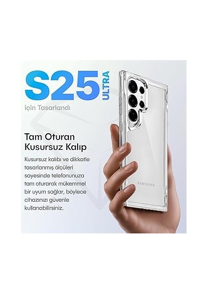 Samsung Galaxy S25 Ultra Için Crystal Armor Serisi Şok Emici Yumuşak Silikon Kenar Arkası Sert Polikarbonat Darbeye Dayanıklı Şeffaf Kılıf modelleri
