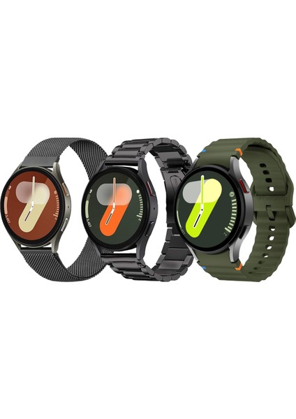 Samsung Galaxy Watch 6 / 4 / 5 / 7 / Fe 40/42/44/46MM Uyumlu 3'lü Paket Kordon Seti