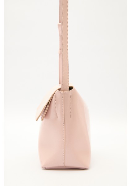 Kapaklı Deri Çanta Pembe