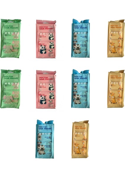 Alkolsüz Bitki Özlü Mini Islak Cep Mendili - 8'li 80 Paket