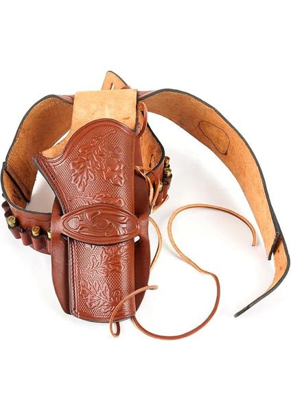 Caka Batı Kovboy Tabanca Kılıfı, Deri, Özelleştirilmiş Kemer, 35-45 Kalibre Uyumlu, 20 Mermi Kapasiteli