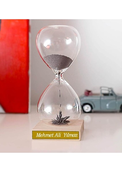 Kişiye Özel Isimli Mıknatıslı Cam Kum Saati Yeni Iş Ofis Hediyesi