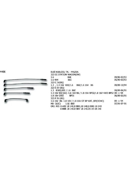 4406 Buji Kablosu 8AB218140 8BBG18240 8BBR18140