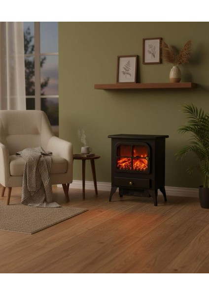 Elektrikli Şömine Isıtıcı , Fanlı, Gerçek Alev Efektli Dekoratif Soba fiyatları