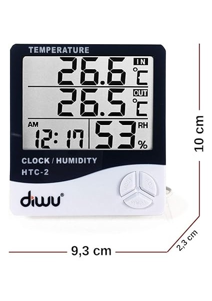 Htc-2 Problu Termometre Nem Ölçer Saat Takvim fırsatları