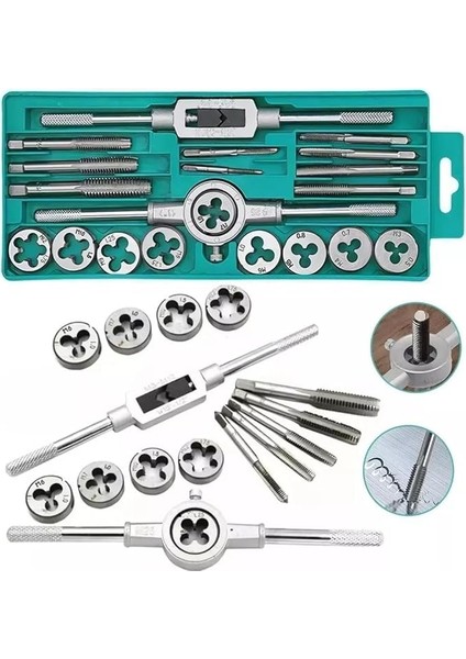 20 Parça Klavuz Pafta Seti Metrik Set M3-M12 Arası 20LI Takım