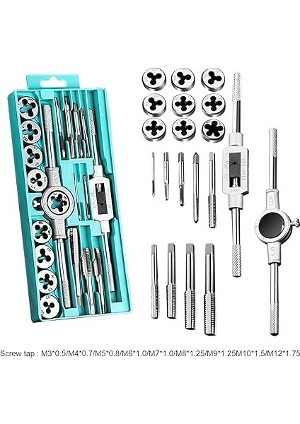 20 Parça Klavuz Pafta Seti Metrik Set M3-M12 Arası 20LI Takım modelleri