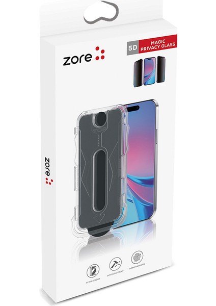 Apple iPhone 16 Pro Zore Kolay Uygulama Aparatlı 5d Magic Privacy Glass Hayalet Cam Ekran fırsatları