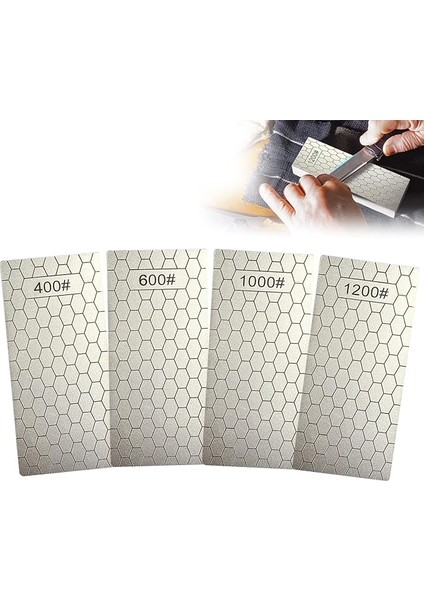 4 Adet 400/600/1000/1200 Elmas Bileme Taşı, Mutfak Aletleri ve Dış Mekan Için, Gümüş