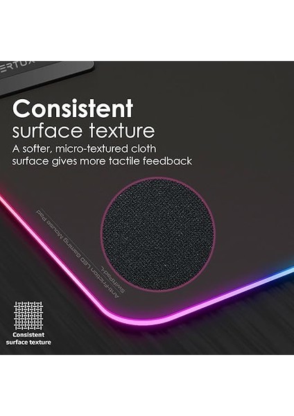 Swiftpad-L, Oyun Fare Altlığı, Düz Kayma, Mikro Dokulu Kumaş Yüzey Büyük (32,8 x 20 Cm), Dikişli Kenarlı, Kaymaz Taban, 13 Rgb LED Modu modelleri