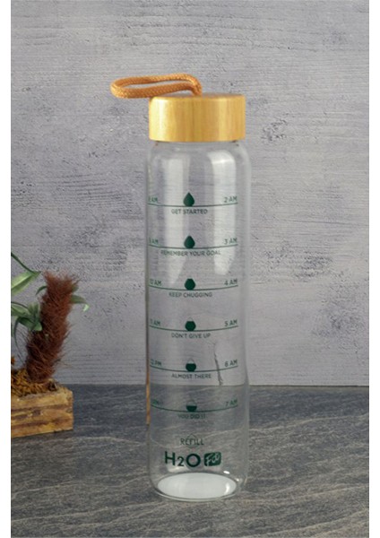 H2O Fıt Bambu Kapaklı Cam Matara 1l