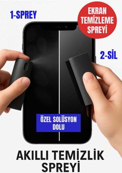 Özel Losyonlu Telefon,Tablet, Araç Ekranı İçin Kendiliğinden Spreyli Ekran Temizleme Süngeri