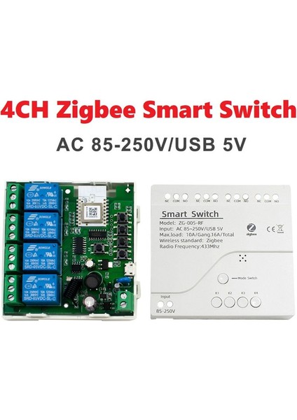 4ch Tuya Zigbee Akıllı Anahtar Modülü 85-250V Röle Akıllı Ev Uzaktan Kontrolü Alexa Google Home Için Gateway ile Çalışır (Yurt Dışından) modelleri