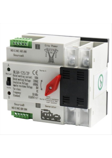 Otomatik Aktarım Anahtarı 2p 100A Dın Demiryolu Montajı Çift Güç Anahtarı Jeneratörler Için Elektrik Seçimi Anahtarı Nlq4-2p (Yurt Dışından) indirimleri