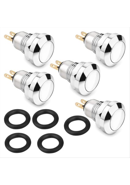 Anlık Push Düğmesi Anahtarı Su Geçirmez Gümüş Nokta 8mm Mini Yuvarlak DC36V/2A Power Başlat Kapısı Zilini Sıfırlama (Yurt Dışından)