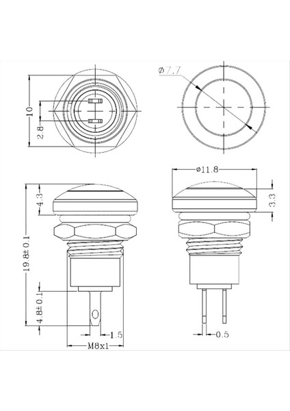 Anlık Push Düğmesi Anahtarı Su Geçirmez Gümüş Nokta 8mm Mini Yuvarlak DC36V/2A Power Başlat Kapısı Zilini Sıfırlama (Yurt Dışından) fırsatları