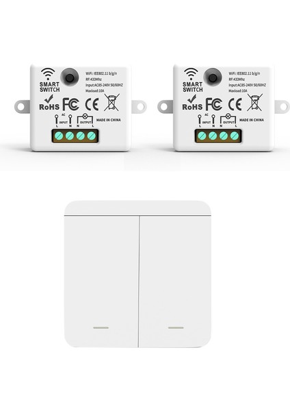 2pcs Kablosuz Işık Duvar Anahtarı Rf 433MHZ Röle Alıcı 1x 2gang Panel Anahtarı LED Lamba Için LED Uzaktan Kumanda (Yurt Dışından)