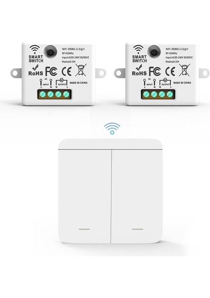 2pcs Kablosuz Işık Duvar Anahtarı Rf 433MHZ Röle Alıcı 1x 2gang Panel Anahtarı LED Lamba Için LED Uzaktan Kumanda (Yurt Dışından) indirimleri