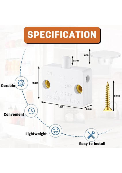 8 Adet Dolap Lambası Anahtarı Otomatik Kapı Anahtarı 12V 24V 110V (Beyaz) Için Geçerli Gardırop Için Temas Anahtarı (Yurt Dışından) modelleri